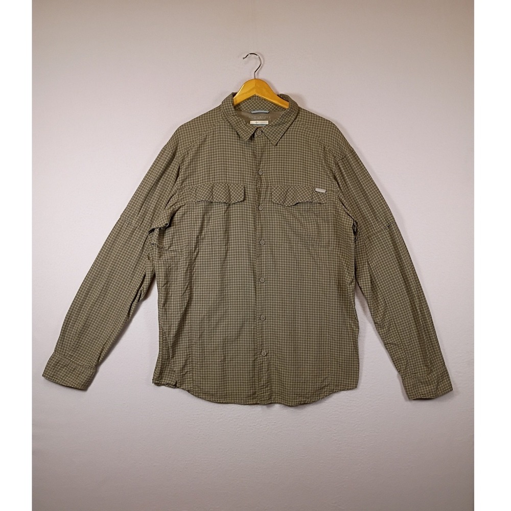 Outdoor Columbia Mens Large Green Plaid Omni-Shade Ventilated Hiking Shirt
